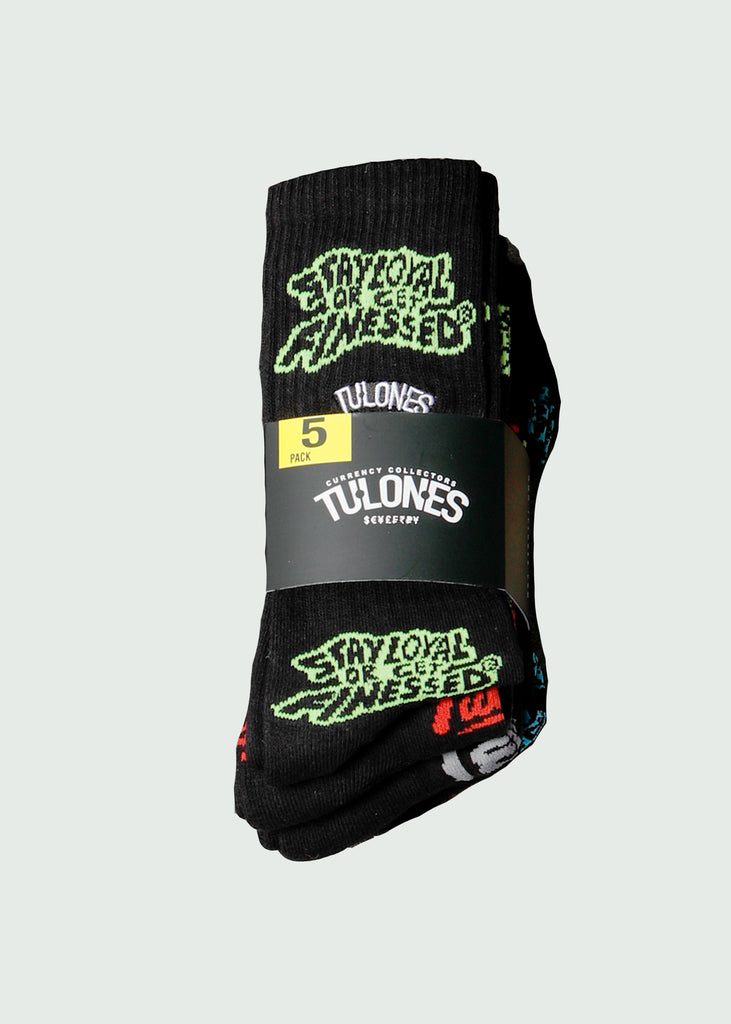 Black Multi Cursive Crew Socks 5-Pack