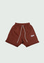 Cursive Staple Logo Cotton Shorts Brown