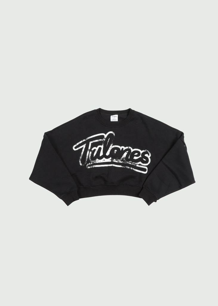 Cursive Crewneck Cropped Women Black