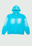 Cursive Zip-Up Hoodie Blue