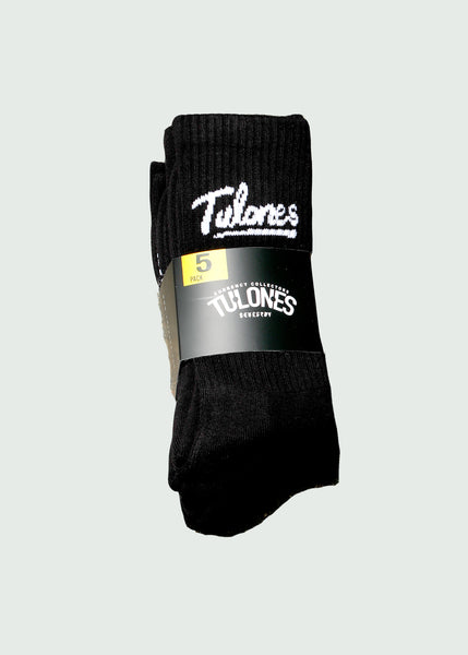 Black Cursive Staple Crew Socks 5-Pack