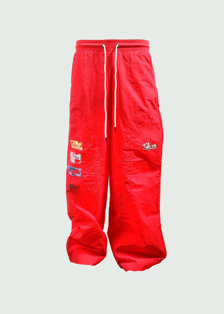 Patch Nylon Pants Red