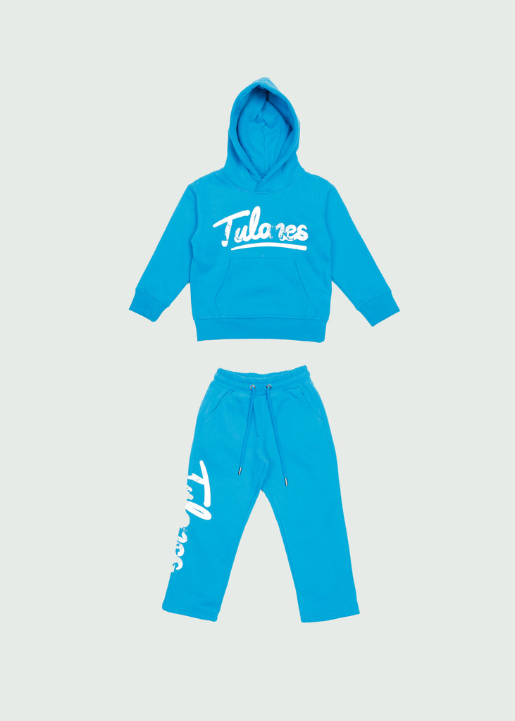 Cursive Sweatsuit Kids Blue