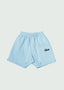 Cursive Staple Logo Cotton Shorts Blue