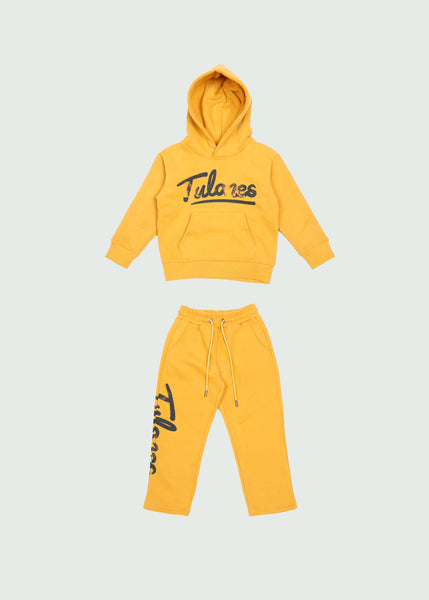 Cursive Sweatsuit Kids Dark Yellow