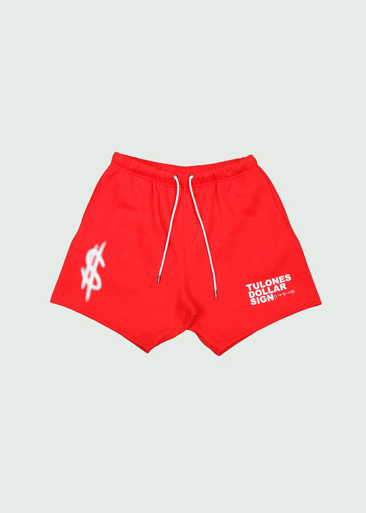 Dollar Sign Cotton Shorts Red