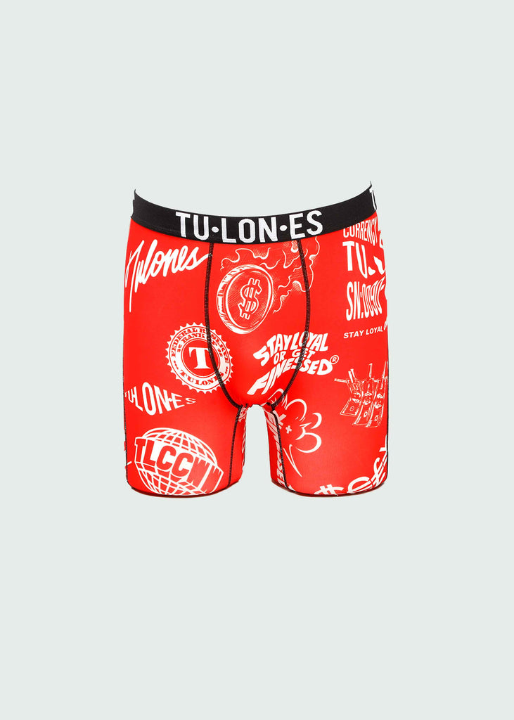 Red Multi Logo Sketches Briefs