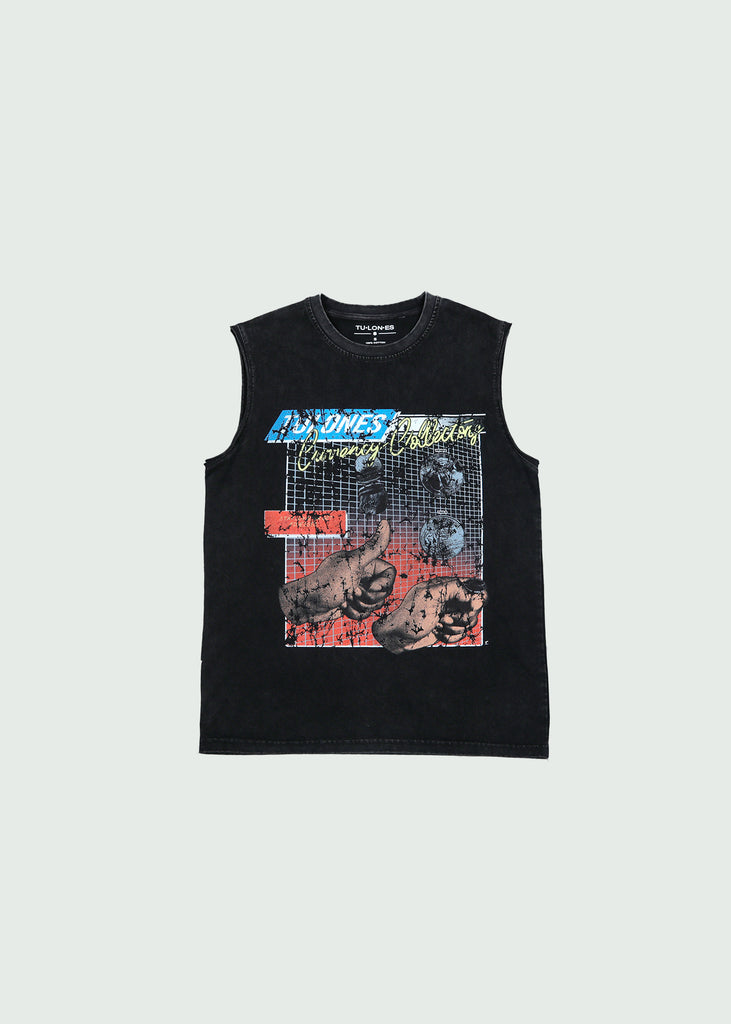 Coin Toss Cut Off T-shirt Black