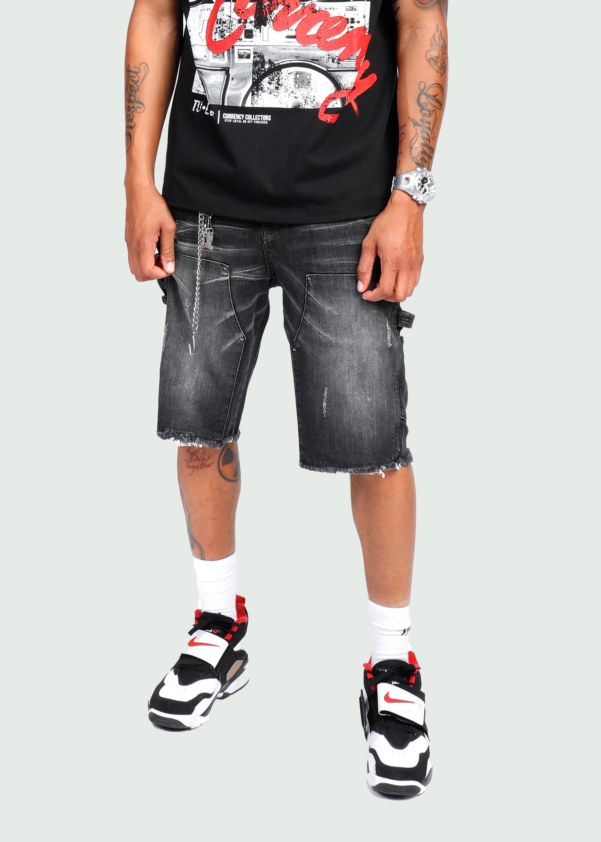 Black Fade Jean Shorts