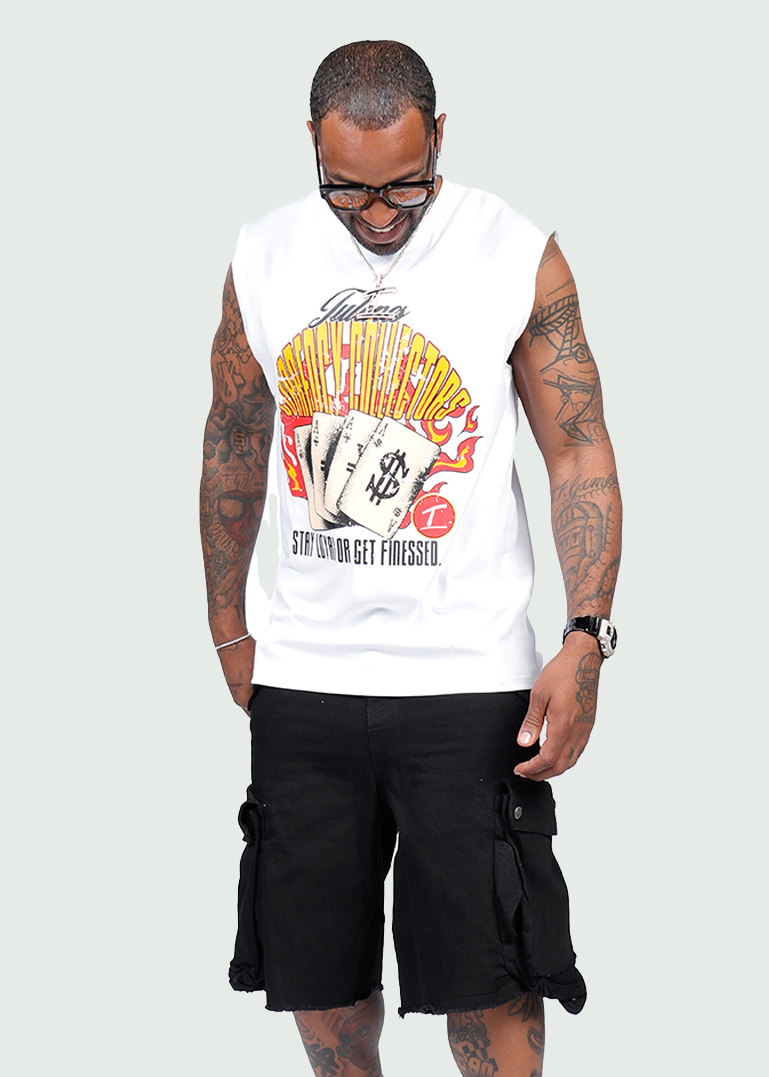 Currency Gamble Cards Cut Off T-shirt White Secondary image