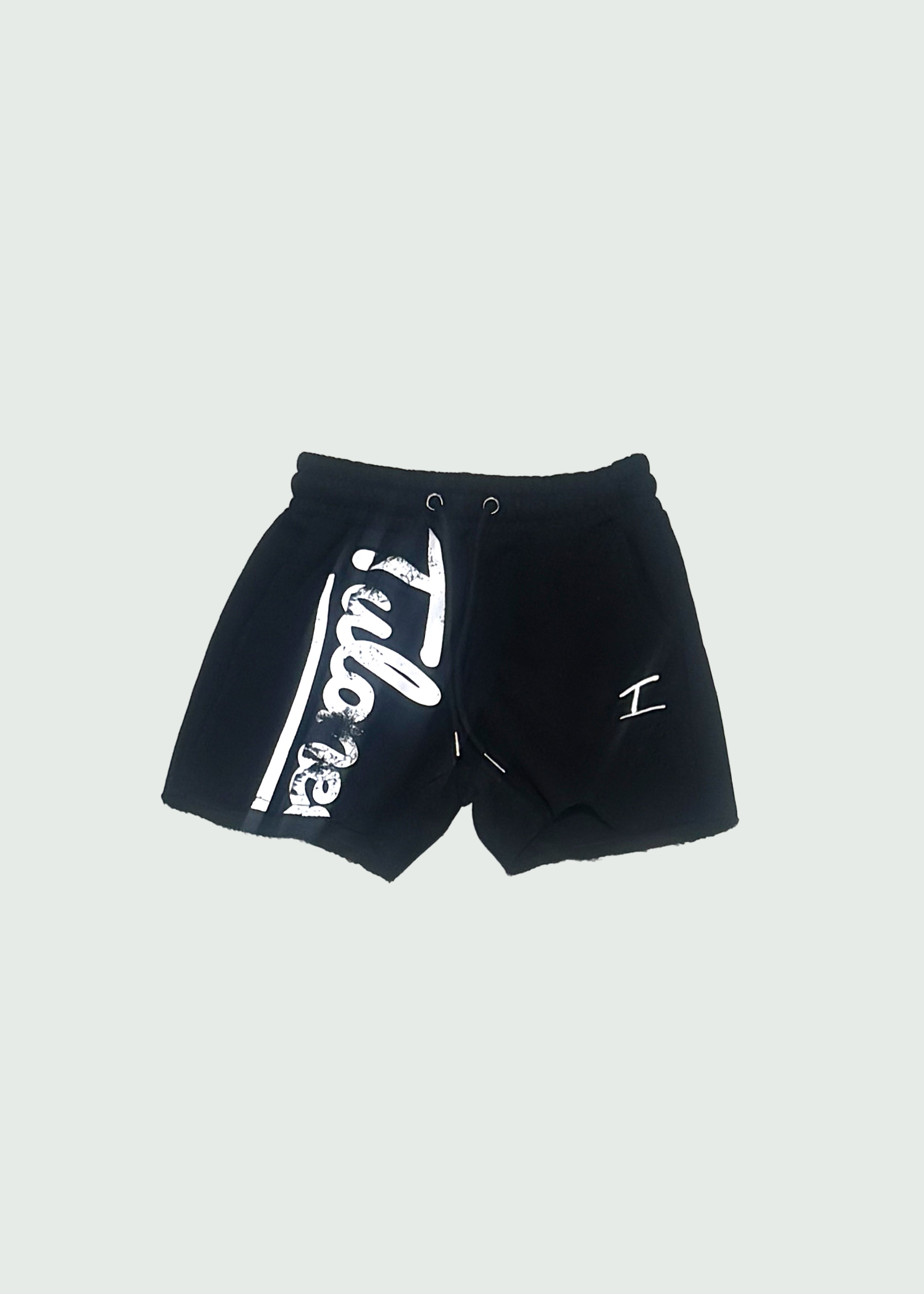 Cursive Kids Cut Off Shorts Black Main image