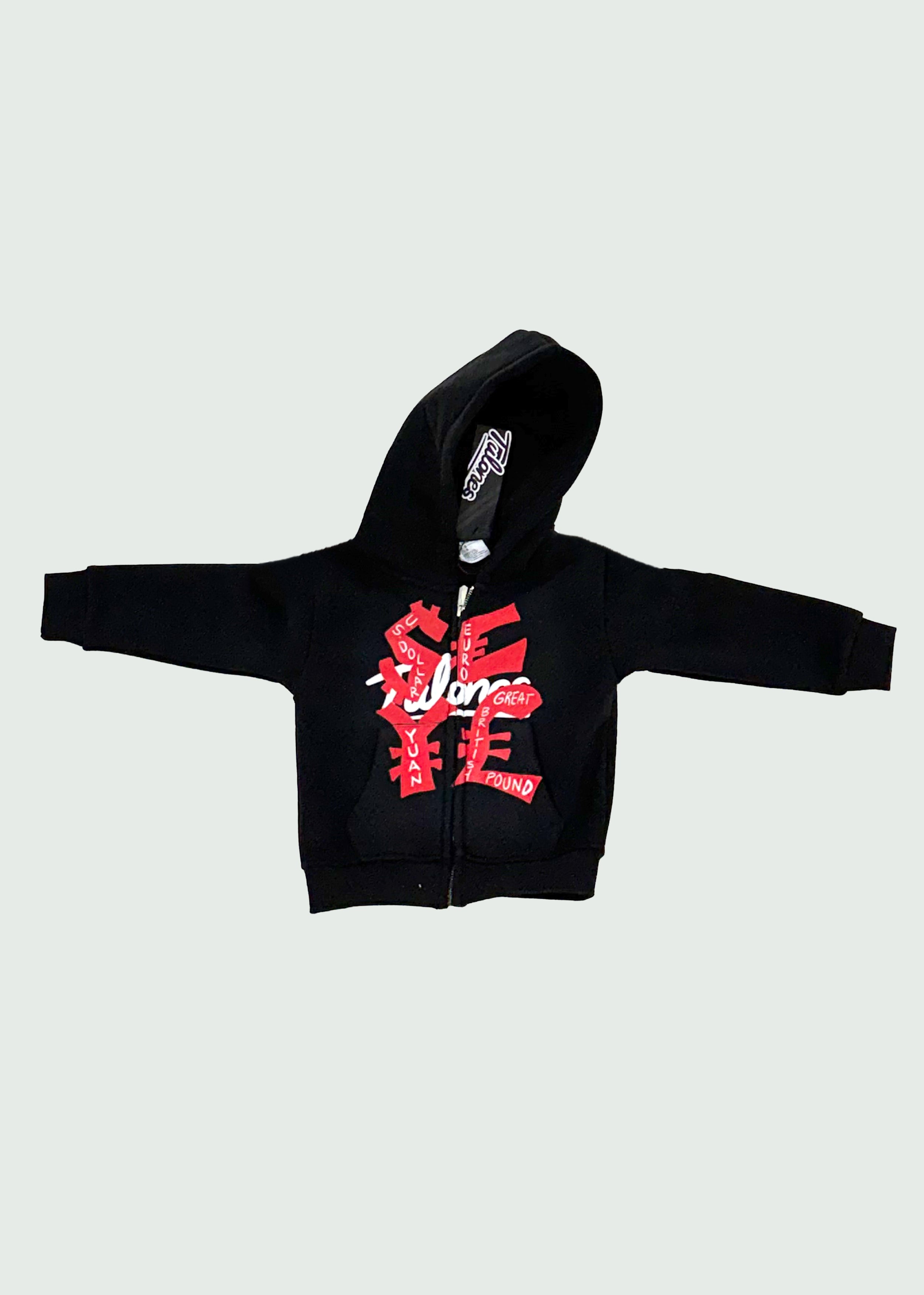 Currency Symbols Kids Zip Up Hoodie Black Main image