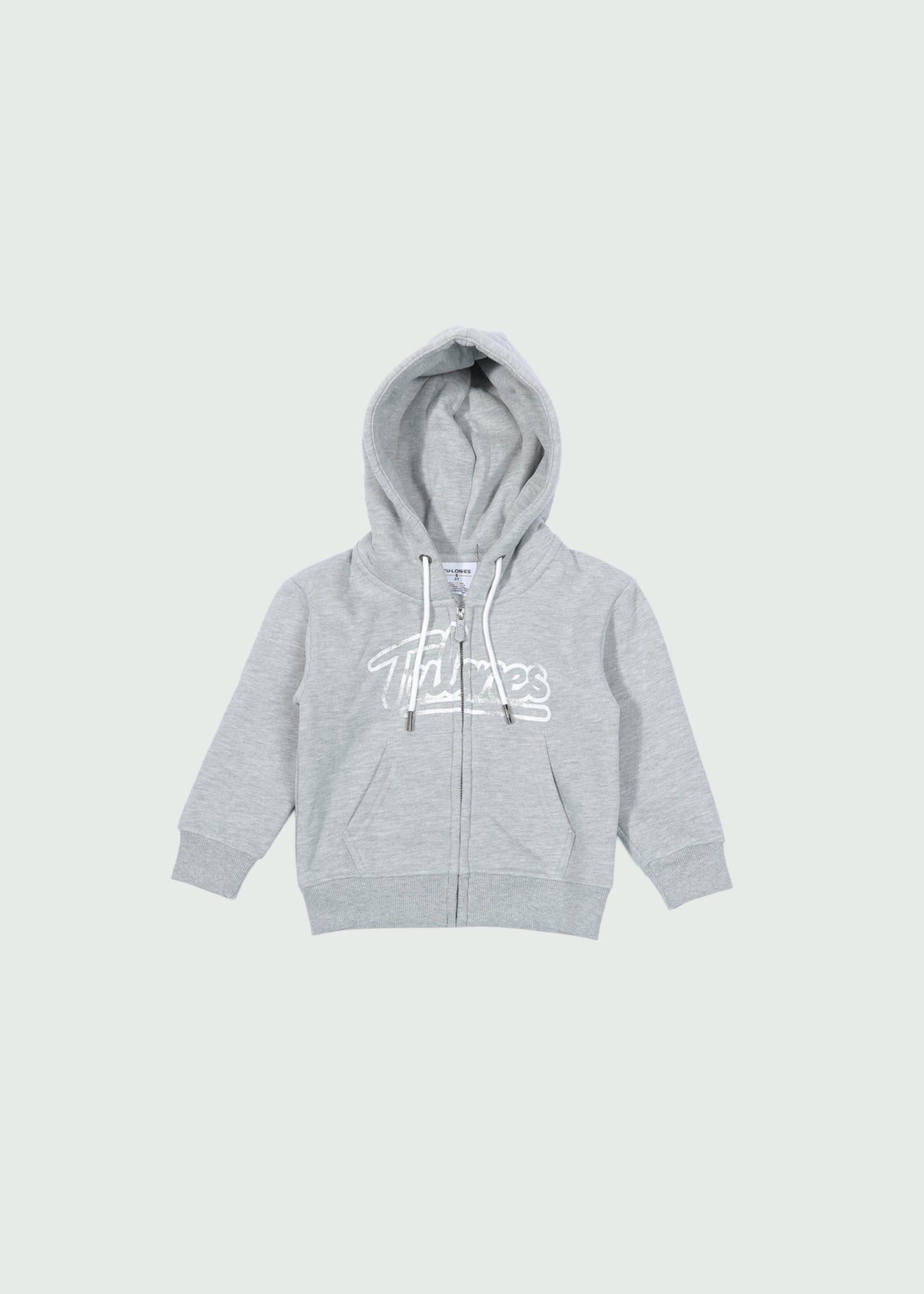 Cursive Zip-Up Hoodie Kids Grey