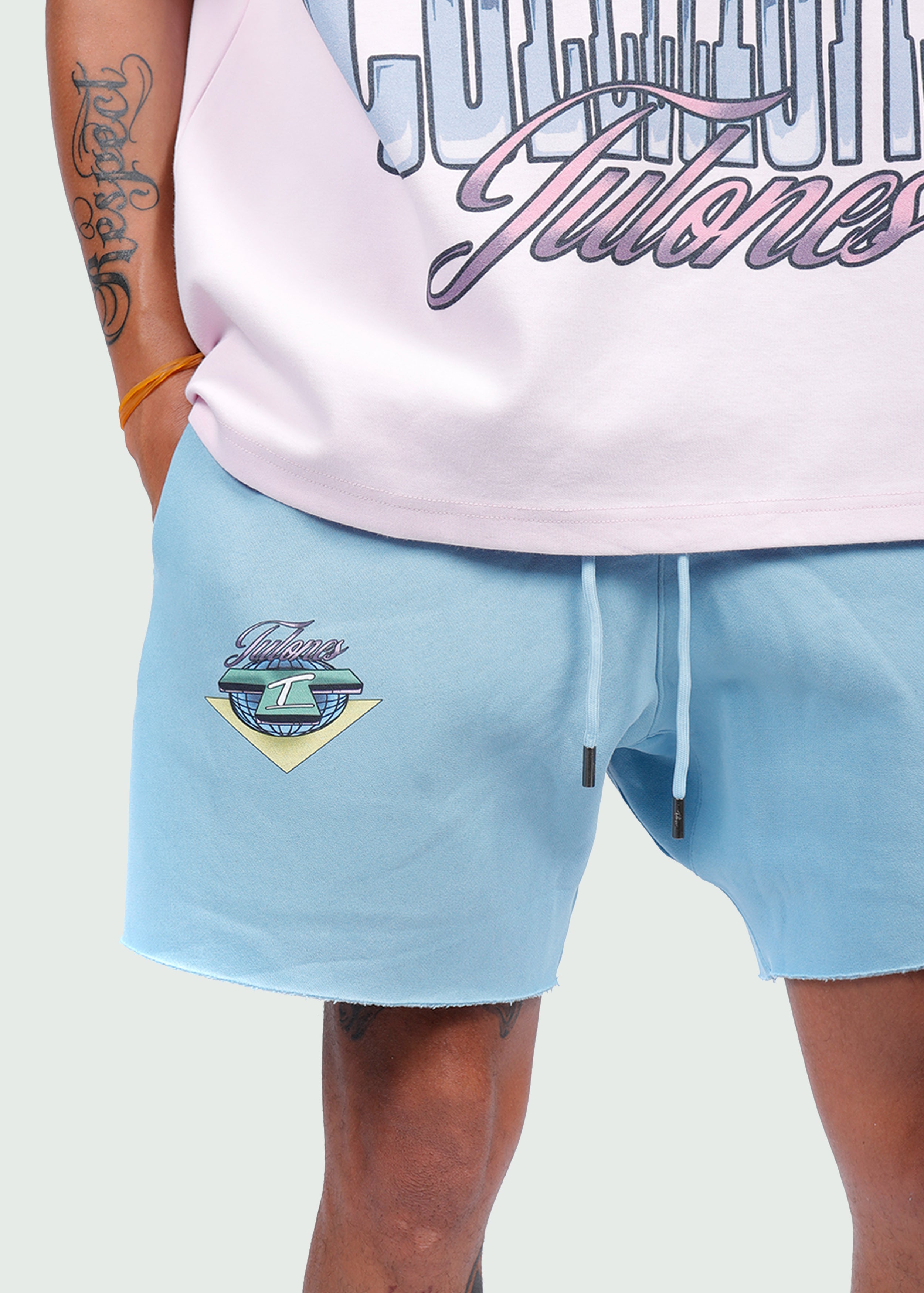 Currency Makes The World Turn Cotton Shorts Blue Secondary image