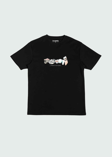 Torn Currency Letters T-Shirt Black