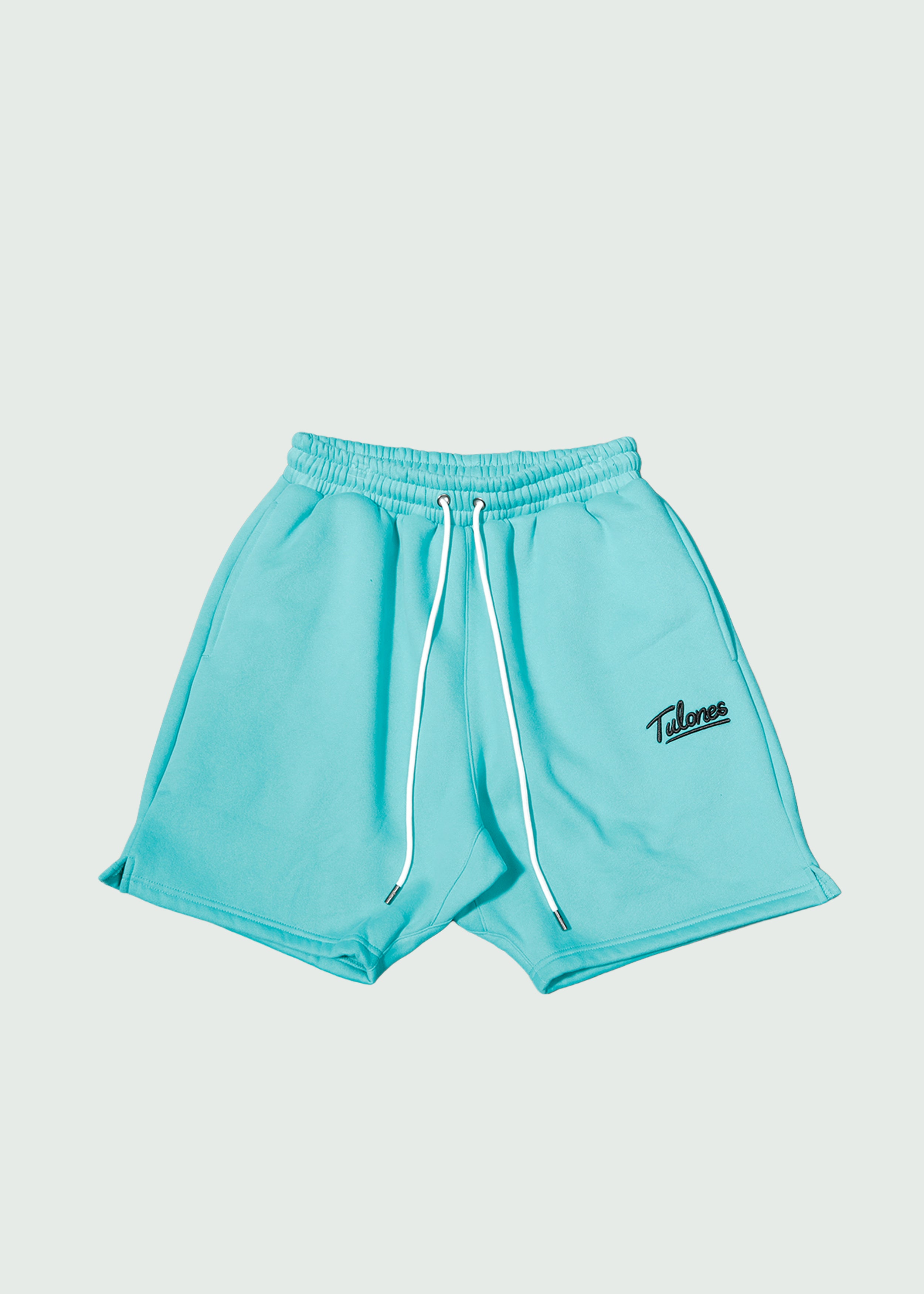Cursive Staple Logo Cotton Shorts Turquoise Main image