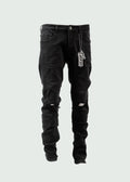 Black Wrinkle Two Hole Jeans