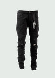 Black Wrinkle Two Hole Jeans