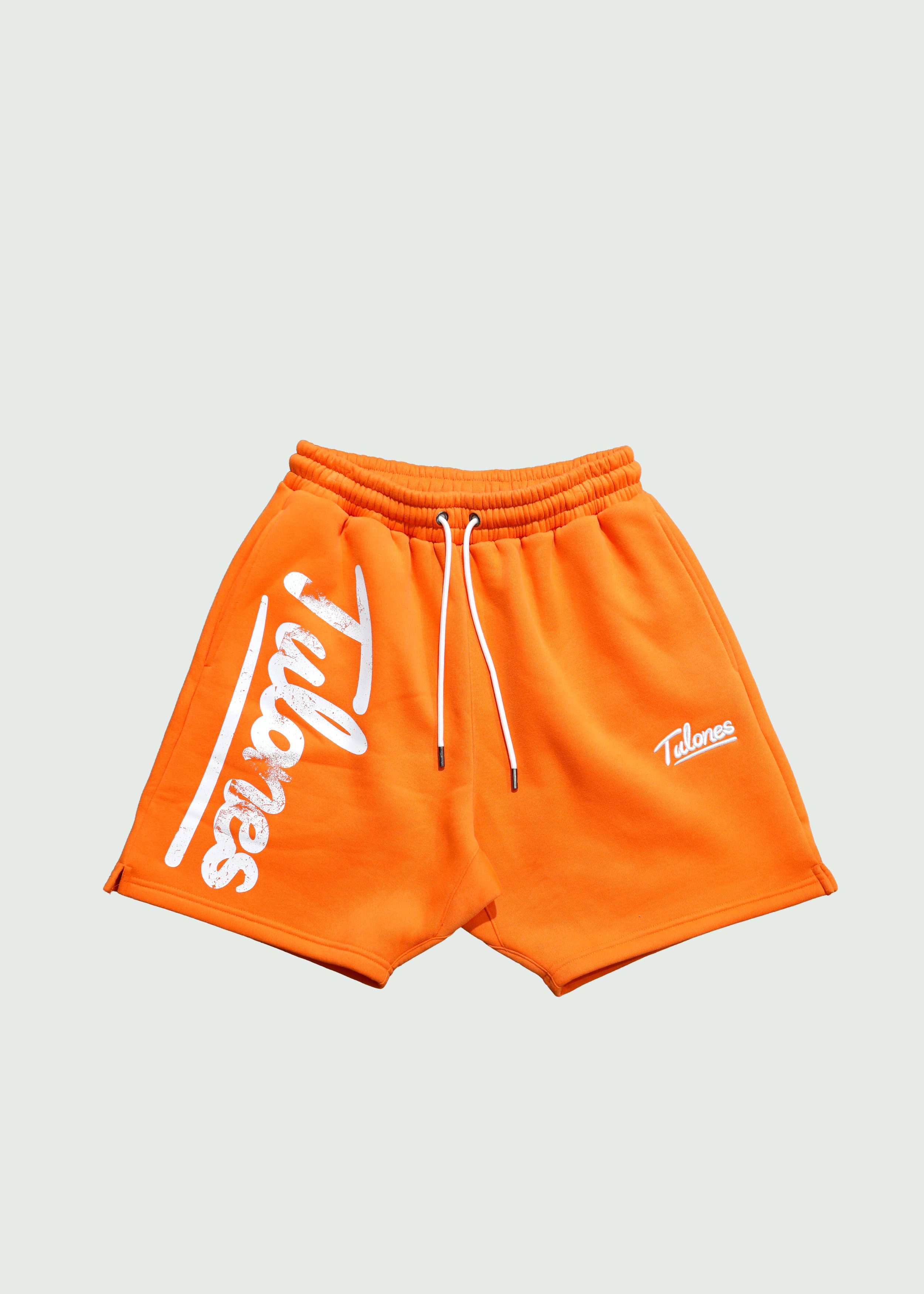 Cursive Big Logo Cotton Shorts Orange