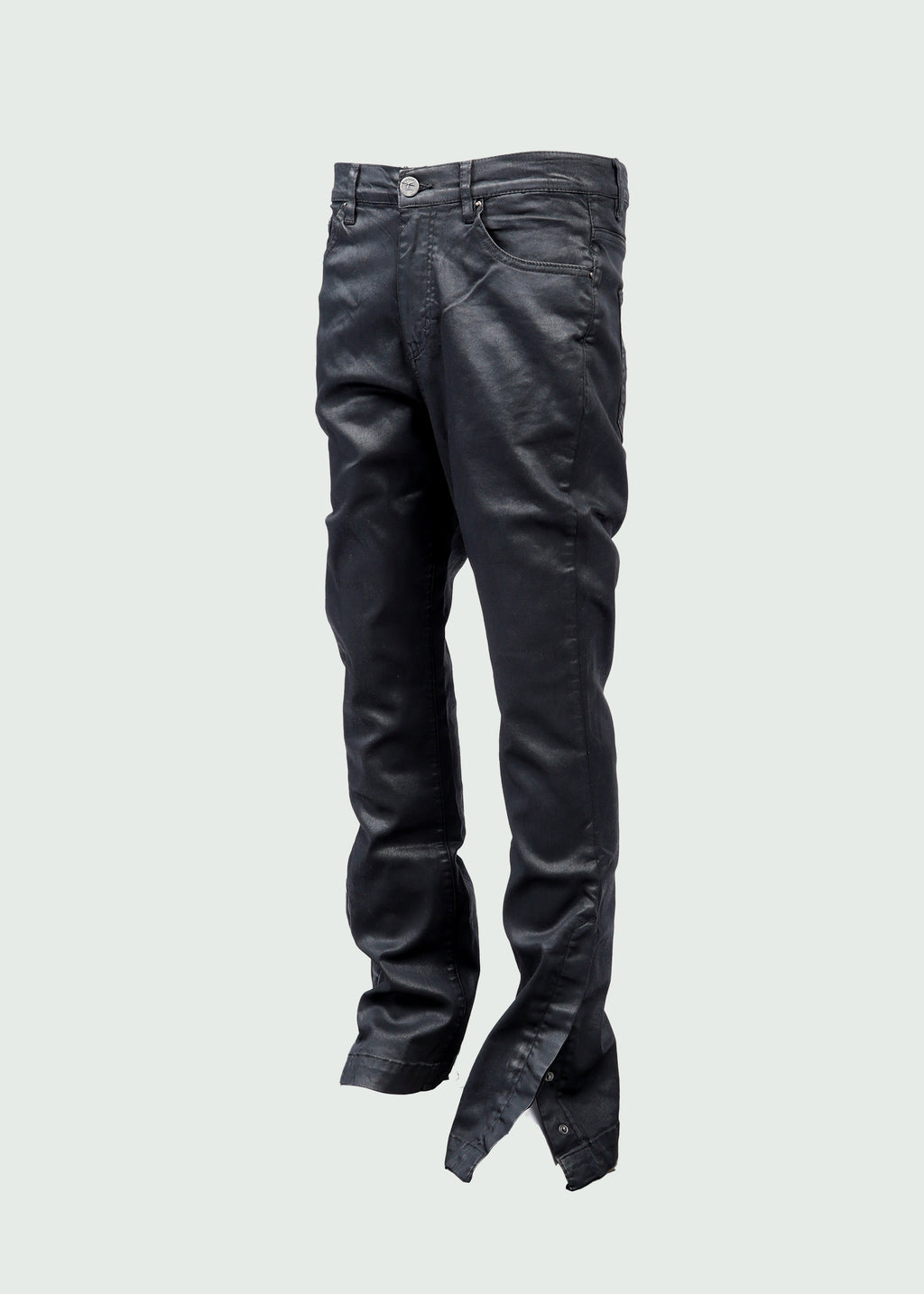 Black Waxed Button Jeans