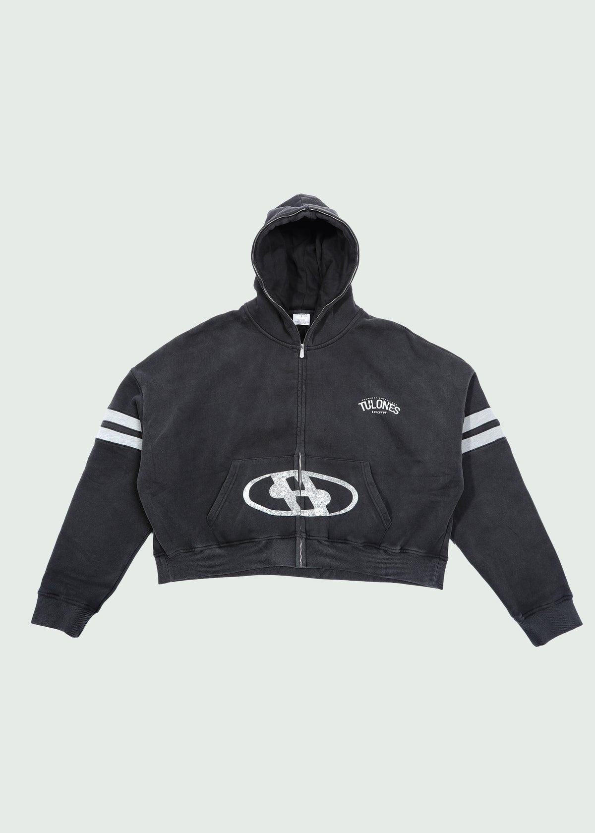 Double Stripe Zip-Up Hoodie Black Main image