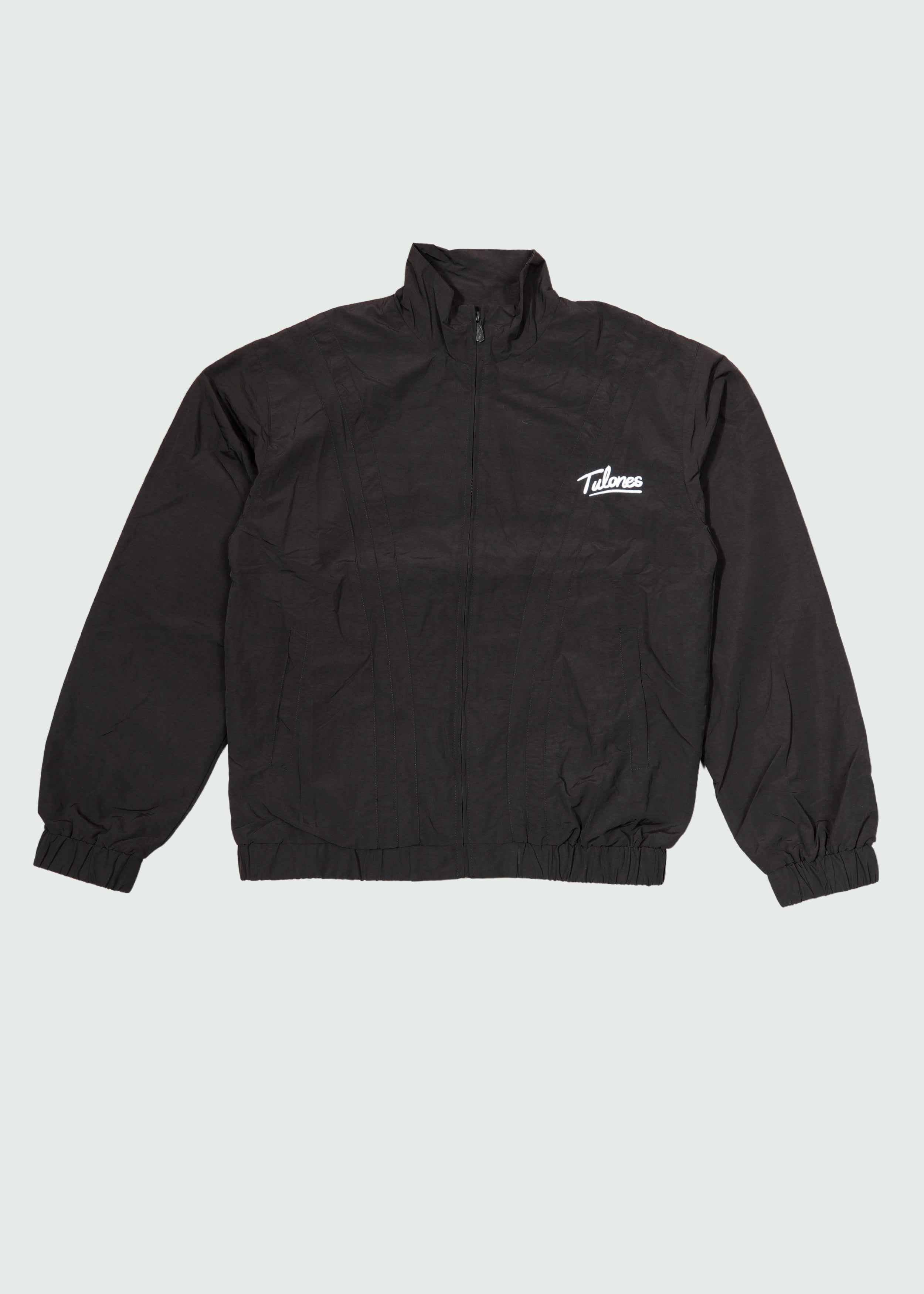 Two Stripe Nylon Zip Up Black