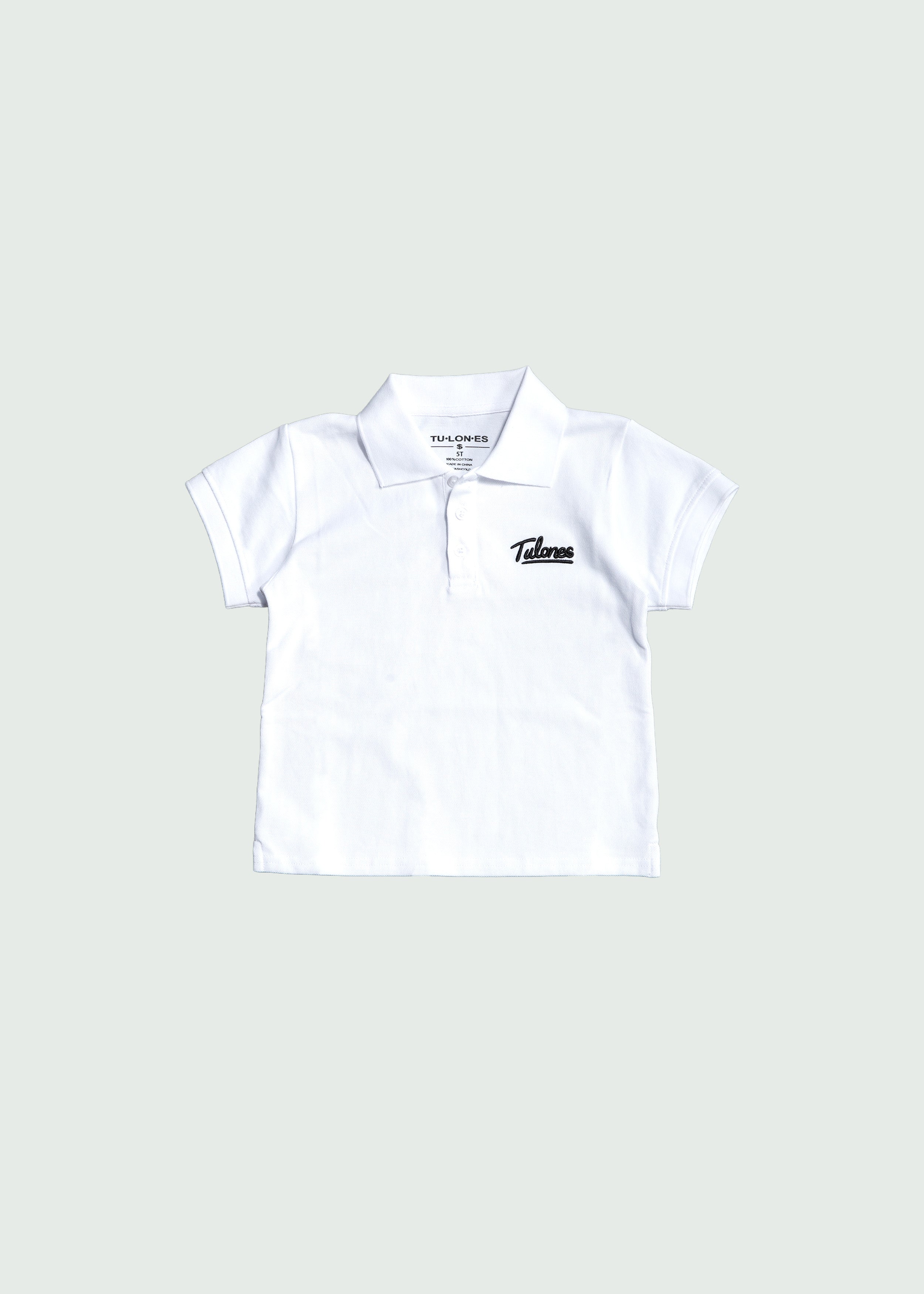Cursive Polo Kids White
