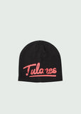 Black/Red Cursive Logo Beanie