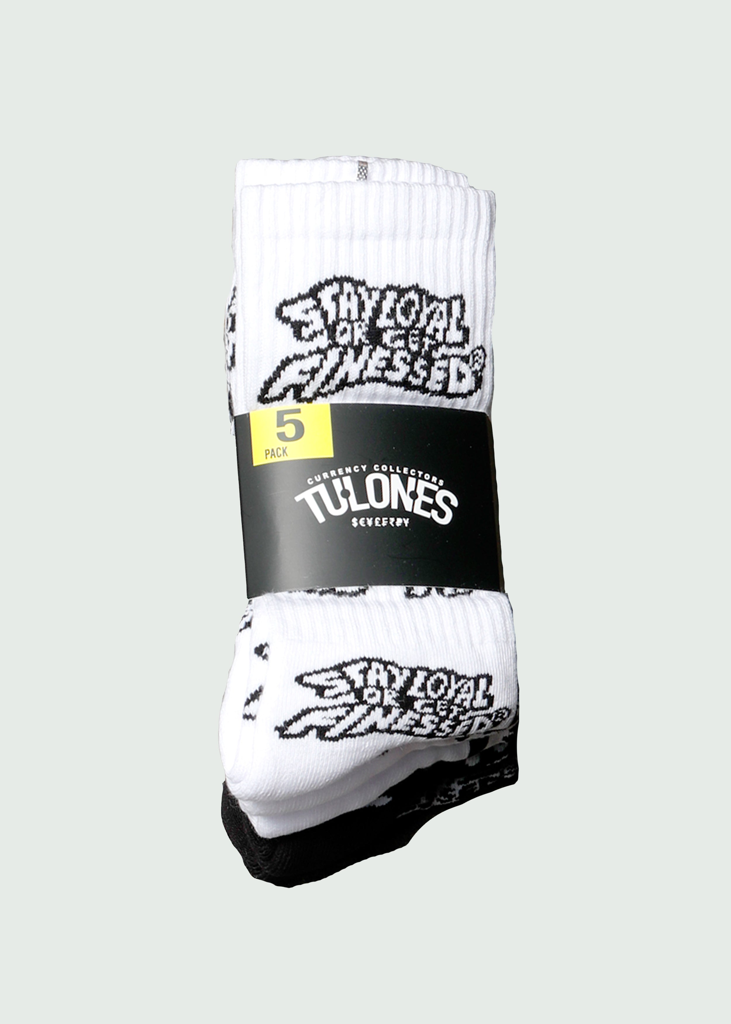 Black/White Cursive Crew Socks 5-Pack Main image
