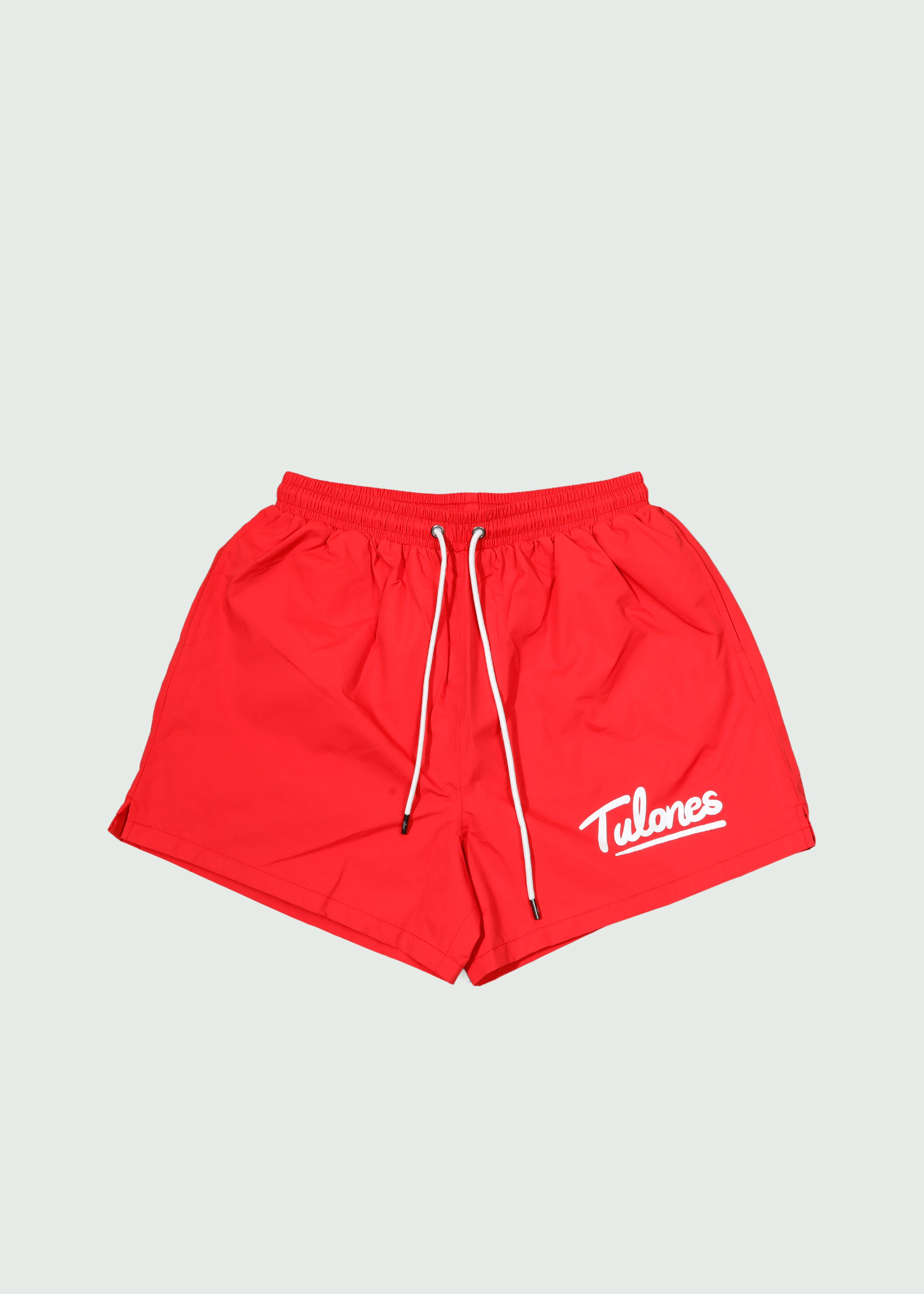 Cursive Logo Rain Shorts Red