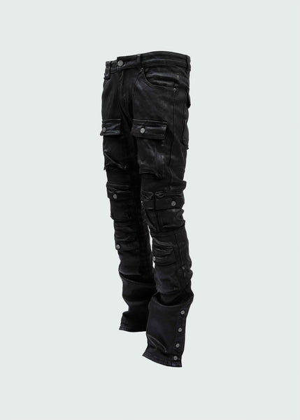 Black Tulones Coated Cargos