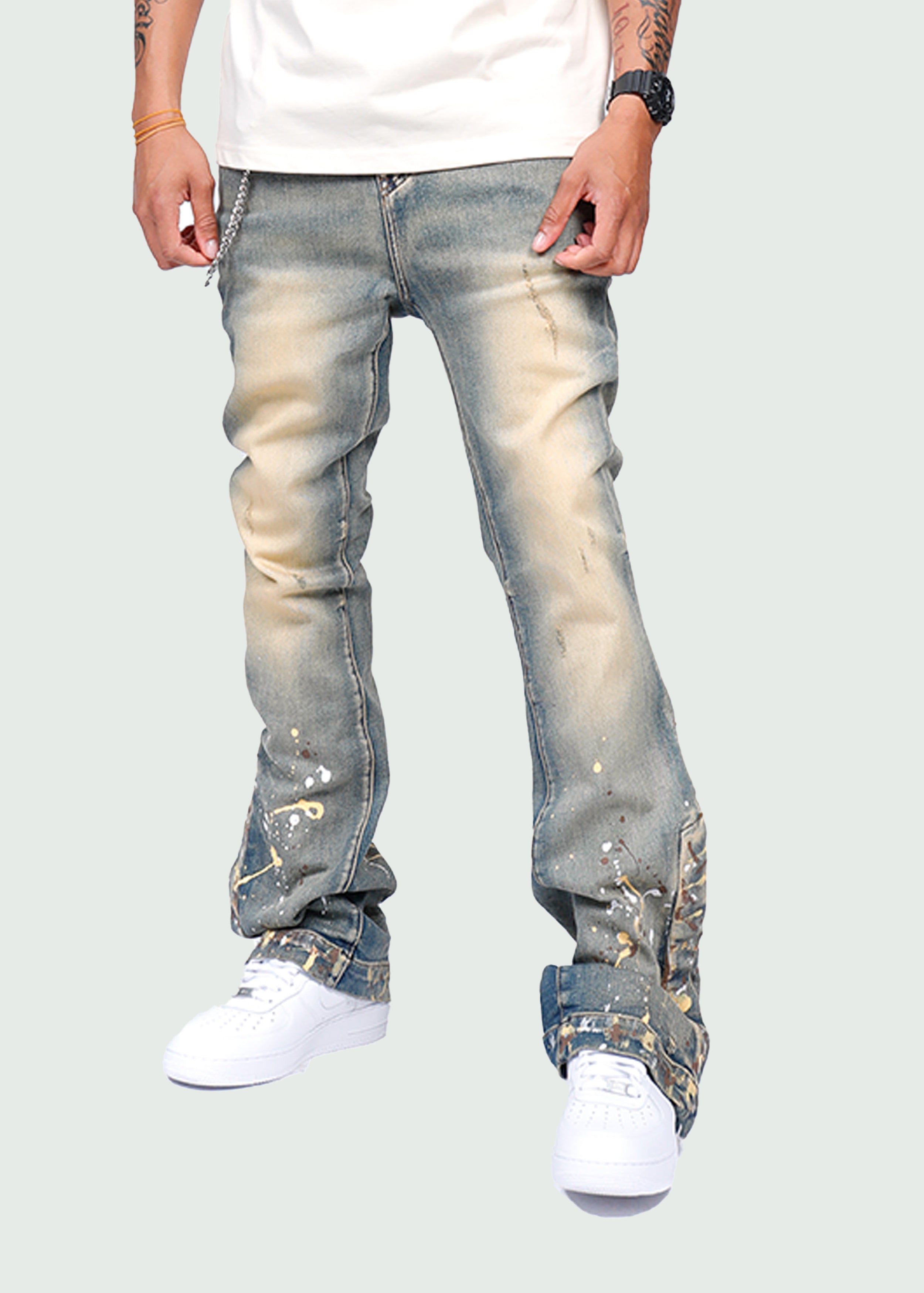 Dust Brown Splash Button Jeans Secondary image
