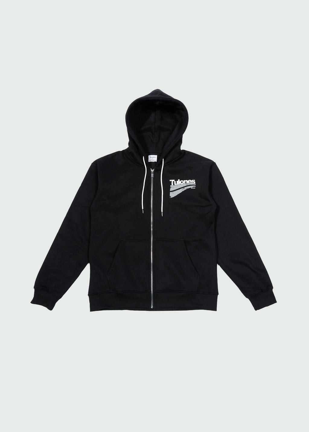 Two Line Underneath  Zip-Up Hoodie Men Black