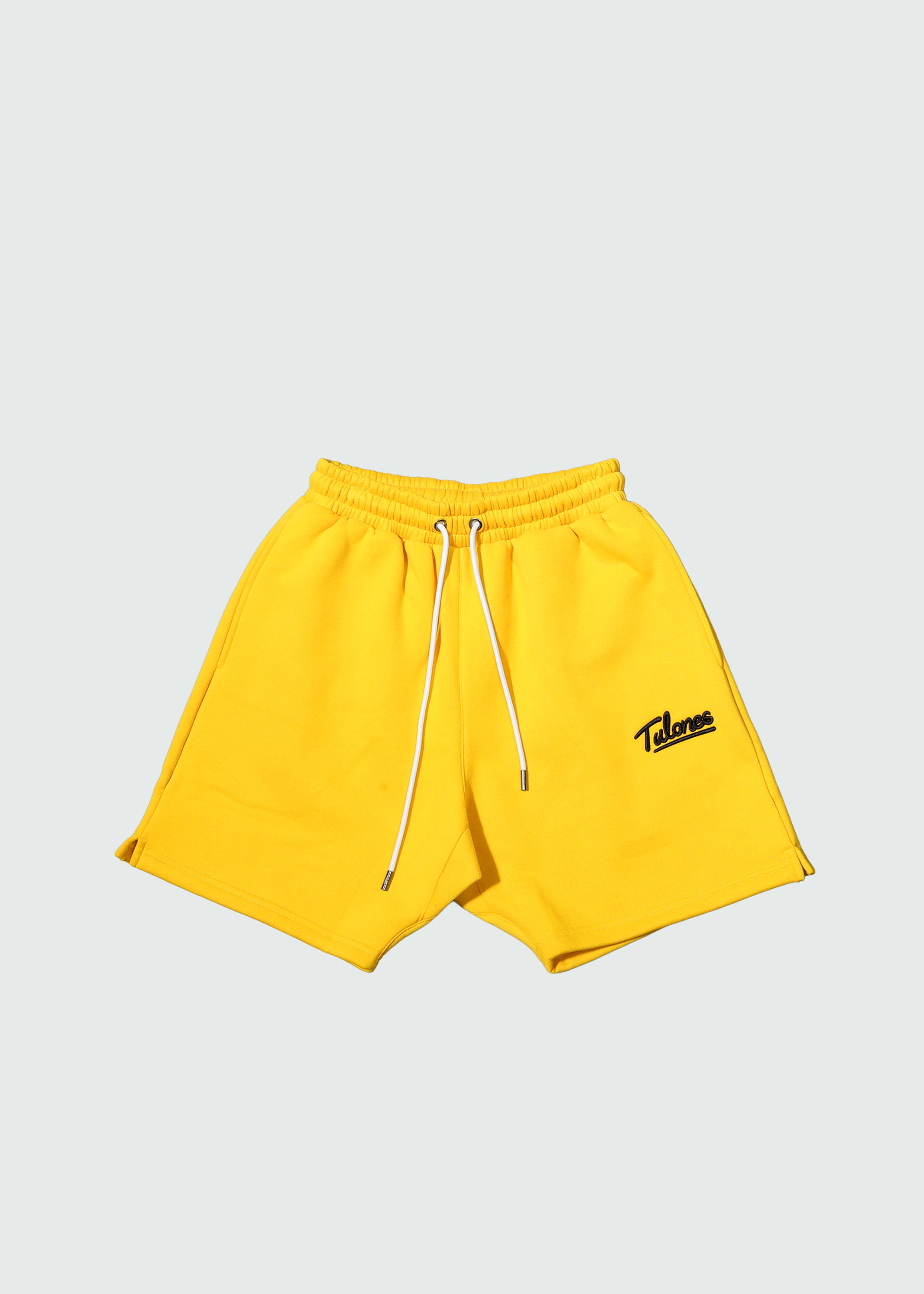 Cursive Staple Logo Cotton Shorts Yellow Main image