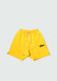 Cursive Staple Logo Cotton Shorts Yellow