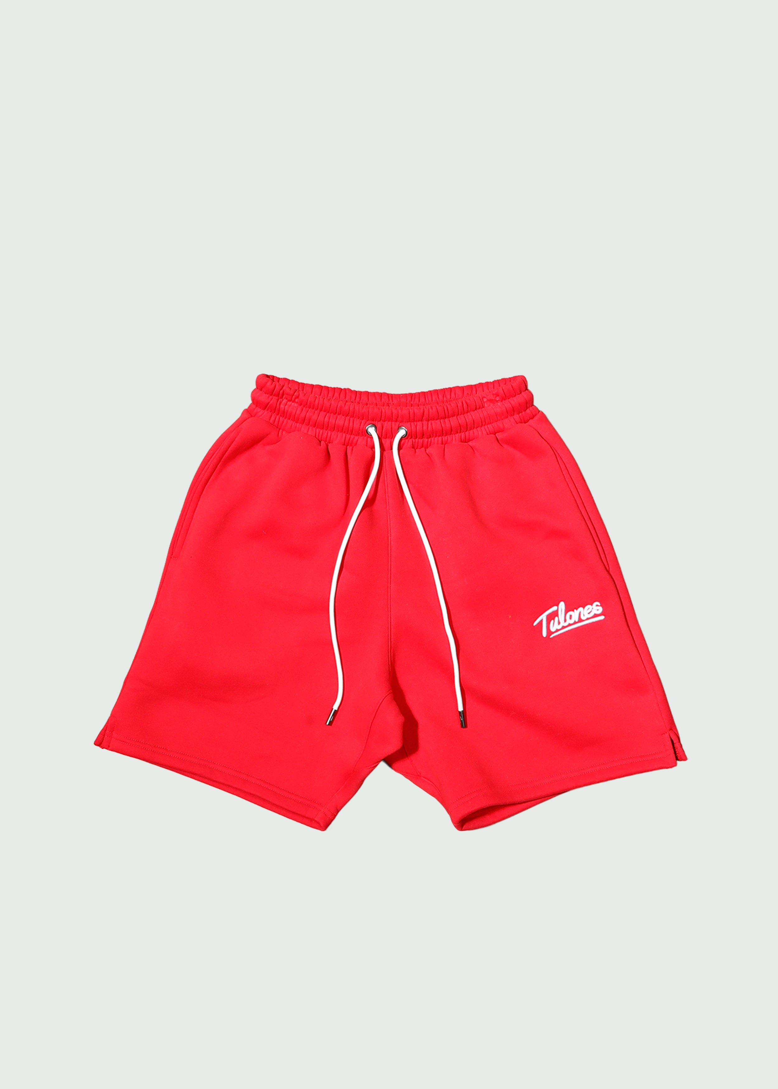 Cursive Staple Logo Cotton Shorts Red