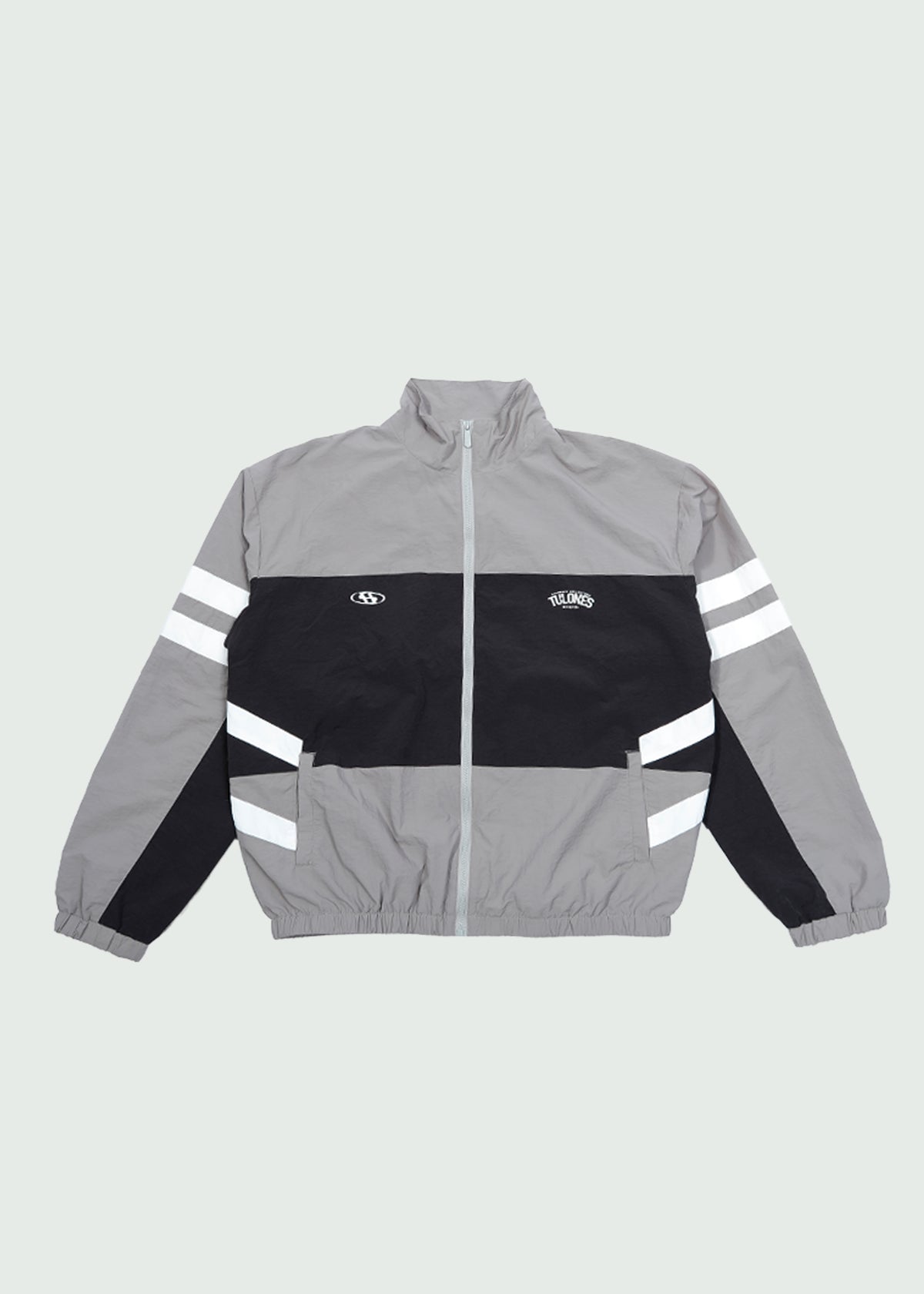 Double Stripe Nylon Zip-Up Grey Main image