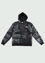 Doodle Zip-Up Hoodie Black