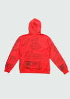 Doodle Zip-Up Hoodie Red