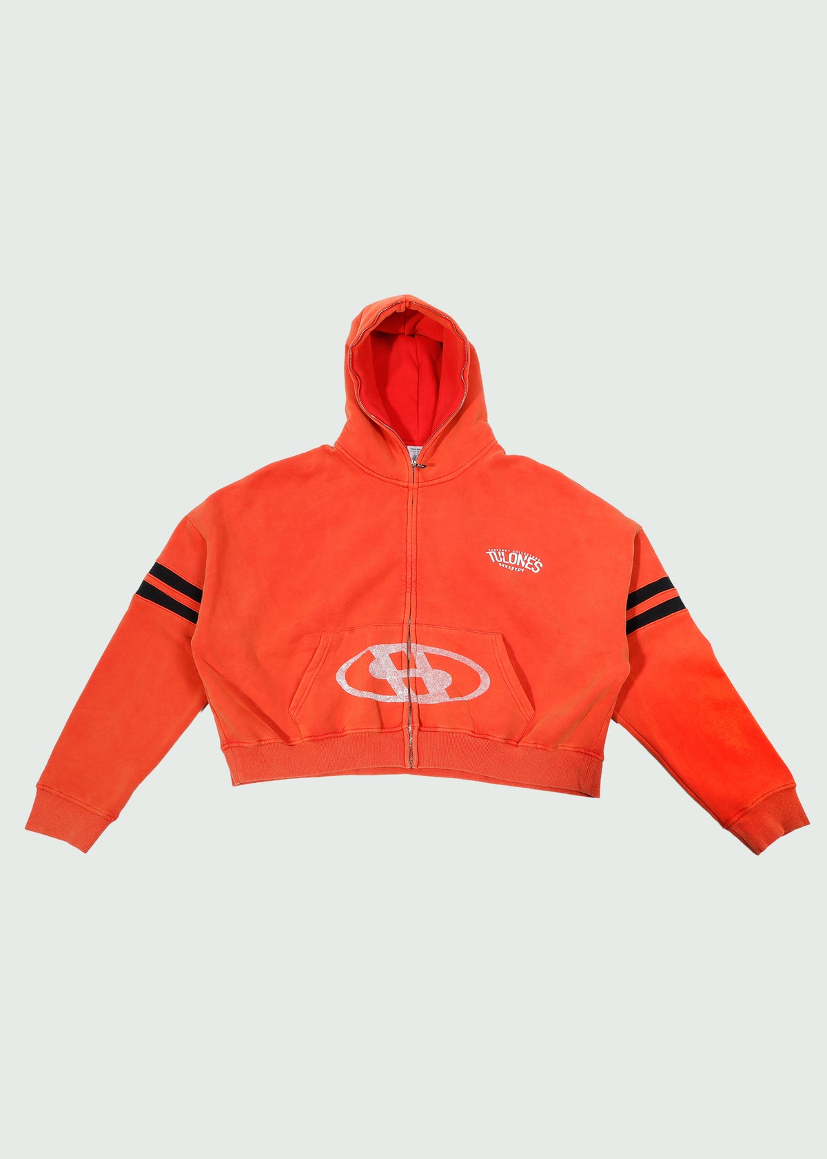 Double Stripe Zip-Up Hoodie Red