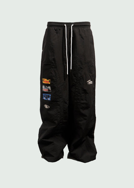 Patch Nylon Pants Black