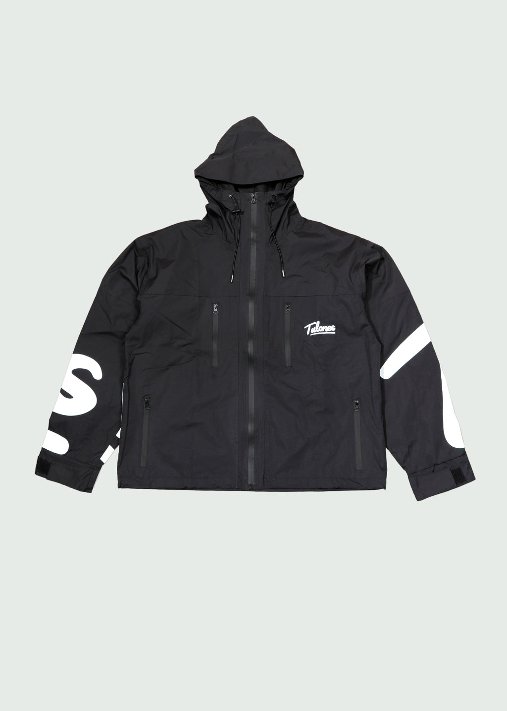 Cursive Logo Rain Jacket Black
