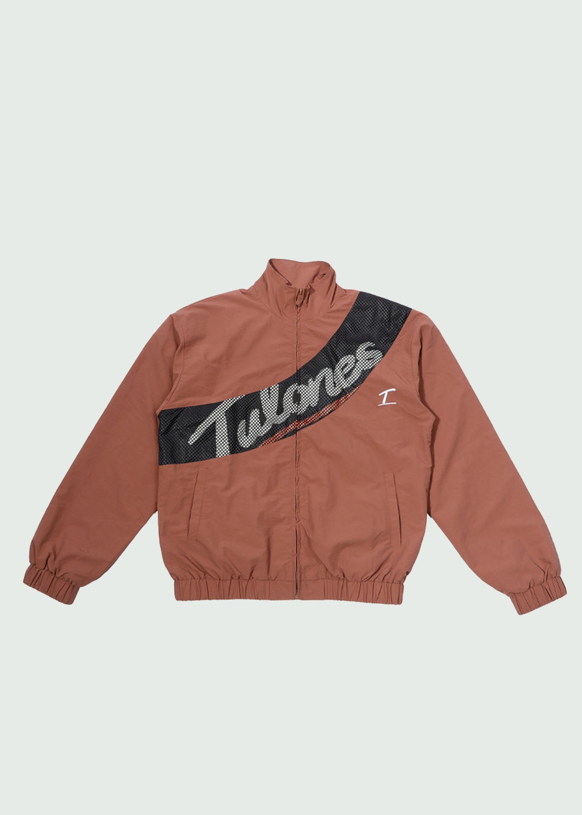 Red Line Mesh Nylon Zip-Up Brown