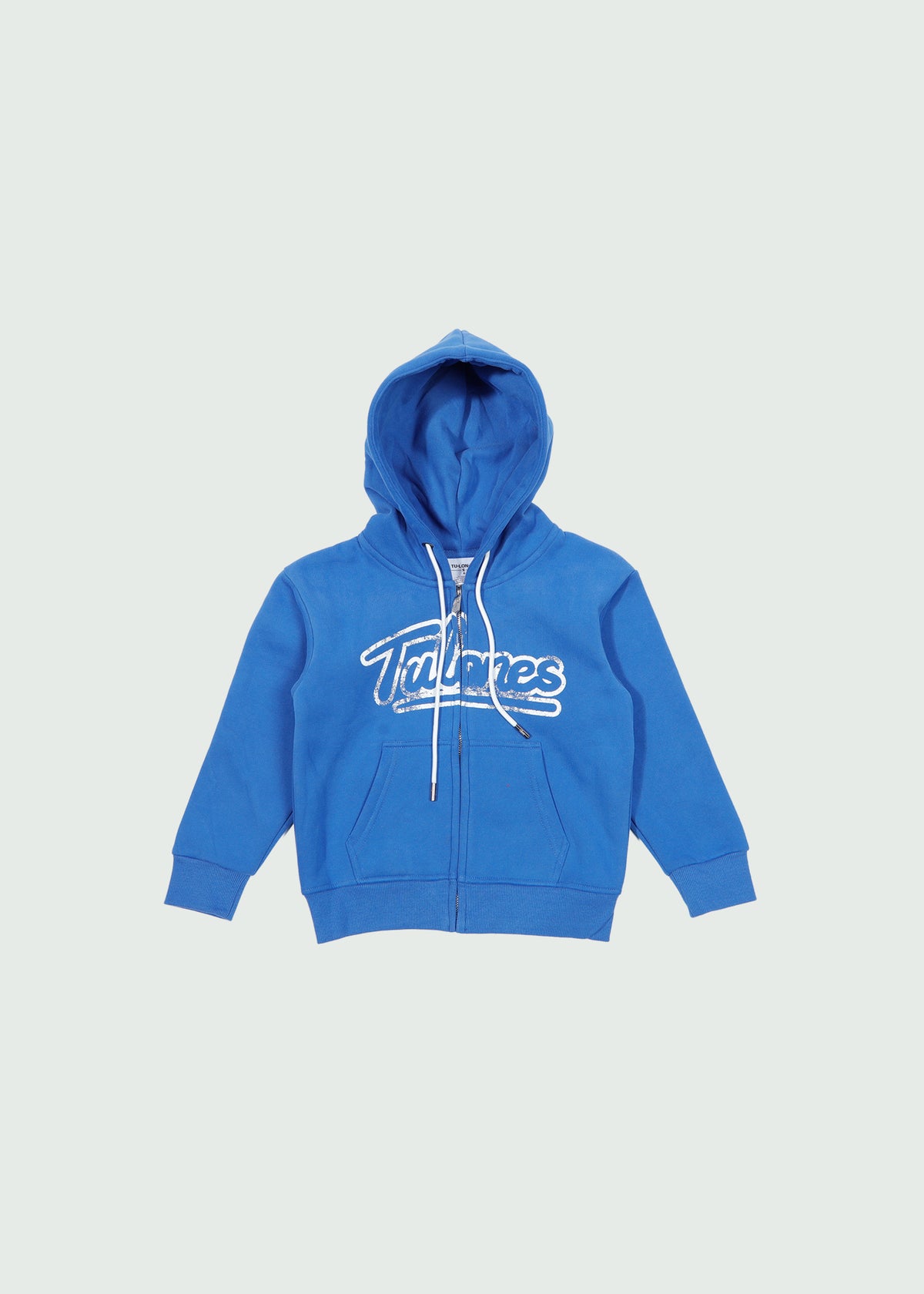 Cursive Zip-Up Hoodie Kids Blue