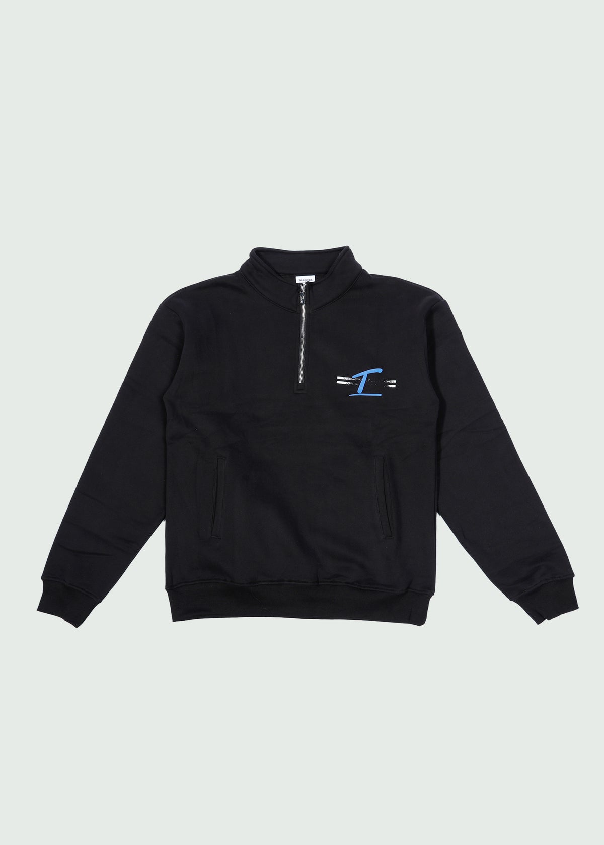T Underline Line Quarter Zip Black