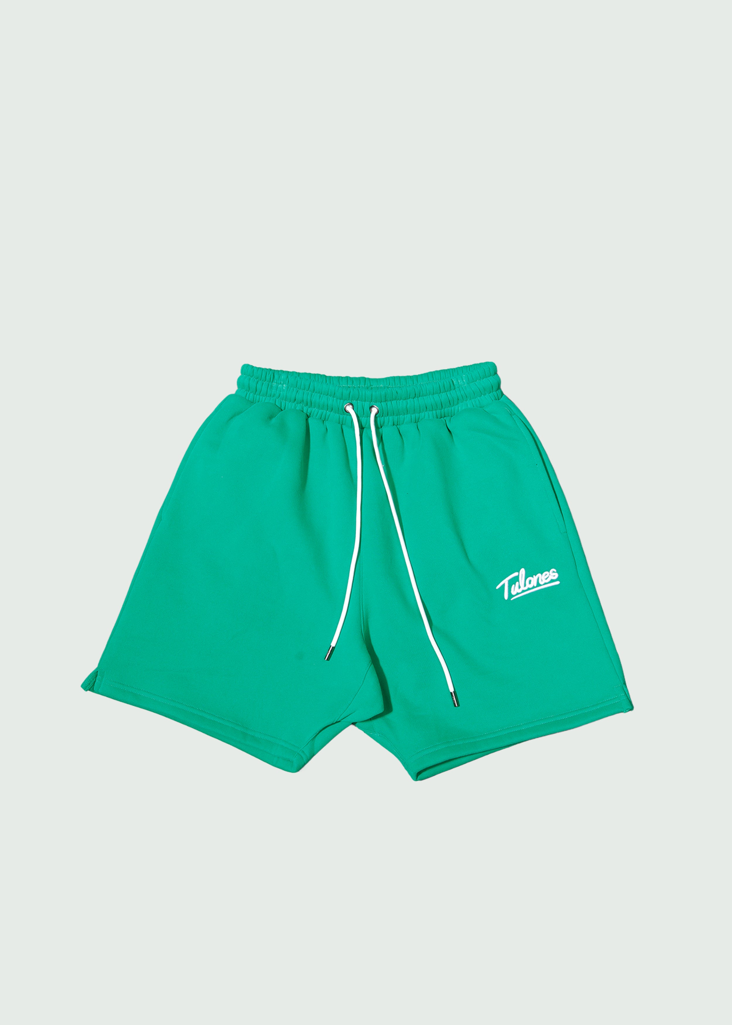 Cursive Staple Logo Cotton Shorts Green Main image