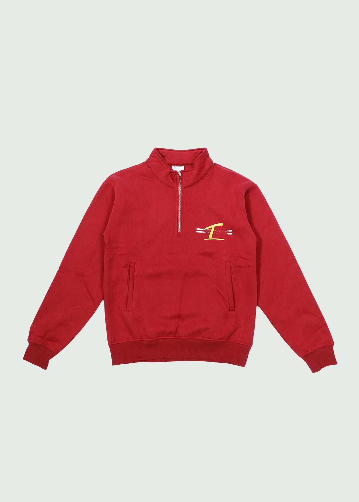 T Underline Line Quarter Zip Maroon