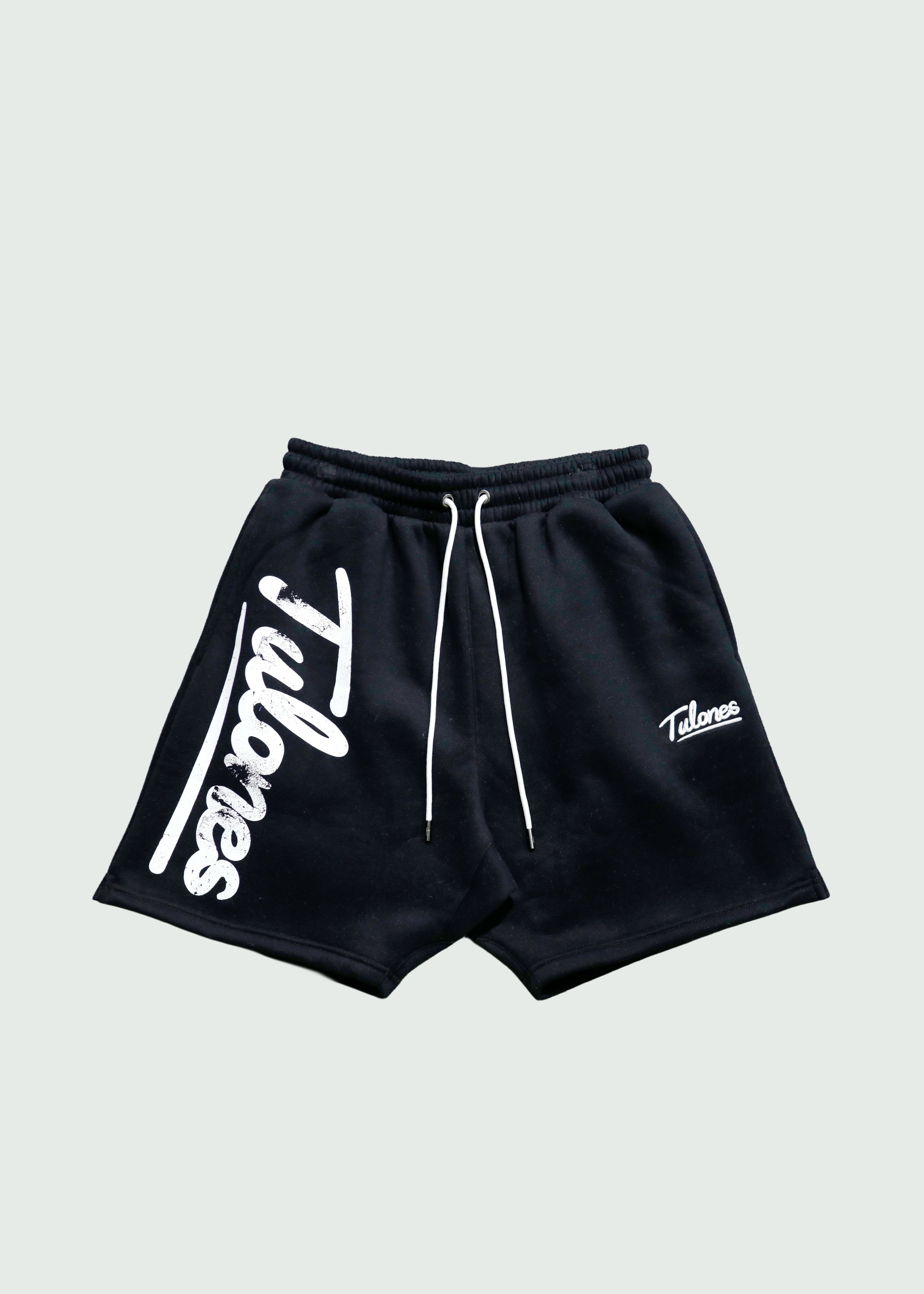Cursive Big Logo Cotton Shorts Black