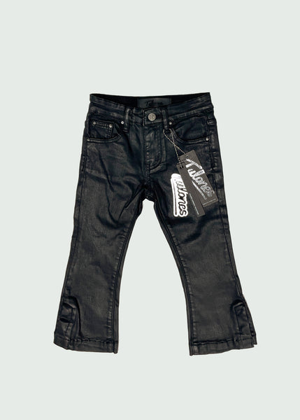 Black Wax Button Kids Jeans