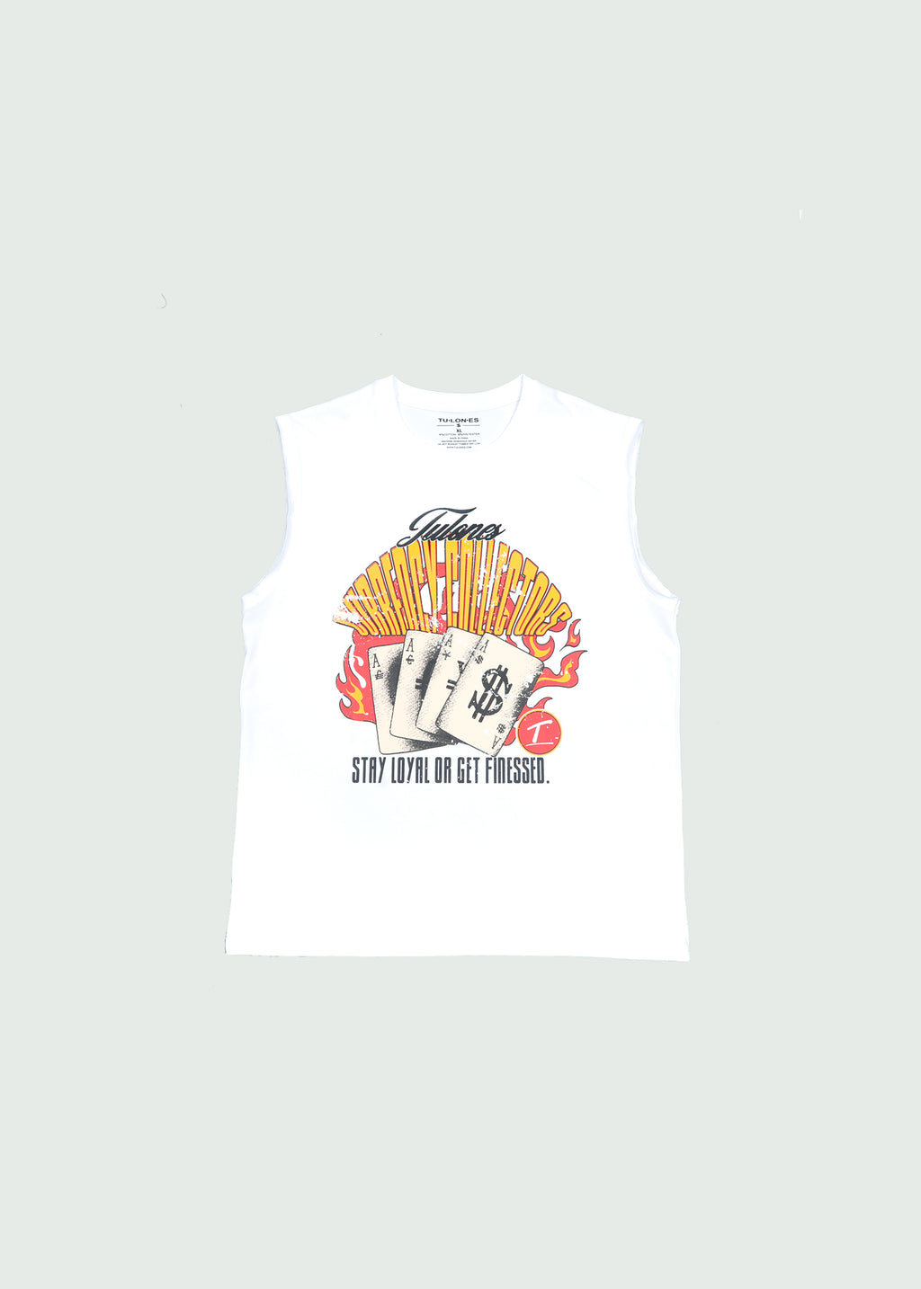 Currency Gamble Cards Cut Off T-shirt White